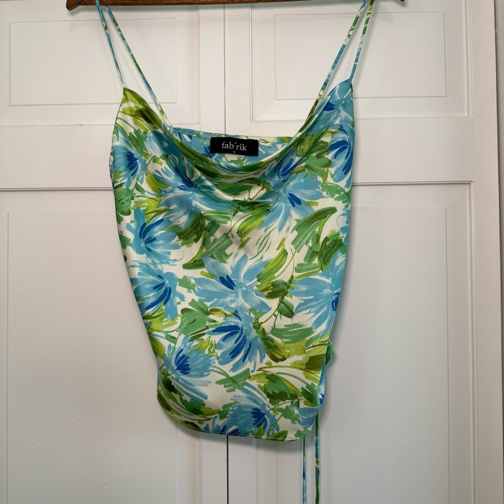 Fab'rik Women's Cami Top - Blue and Green Floral